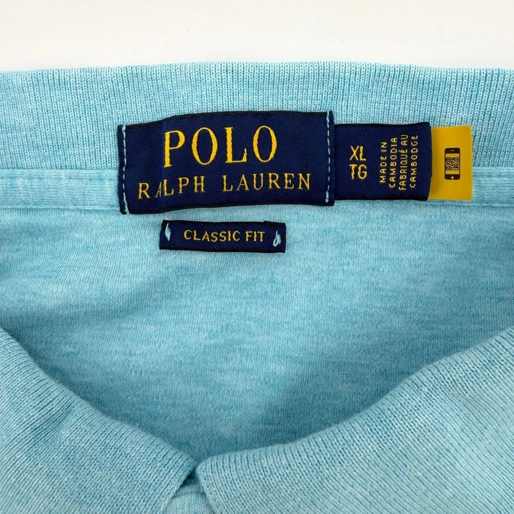 Polo Ralph Lauren Polo Shirt Mens XL Light Blue flesh‎ pony Short Sleeve Heather